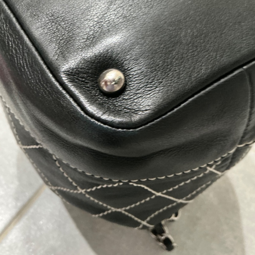 CHANEL Black  Quilted Leather Wild Stitch Bucket  Bag with Silver hardware - Picture 6 of 15